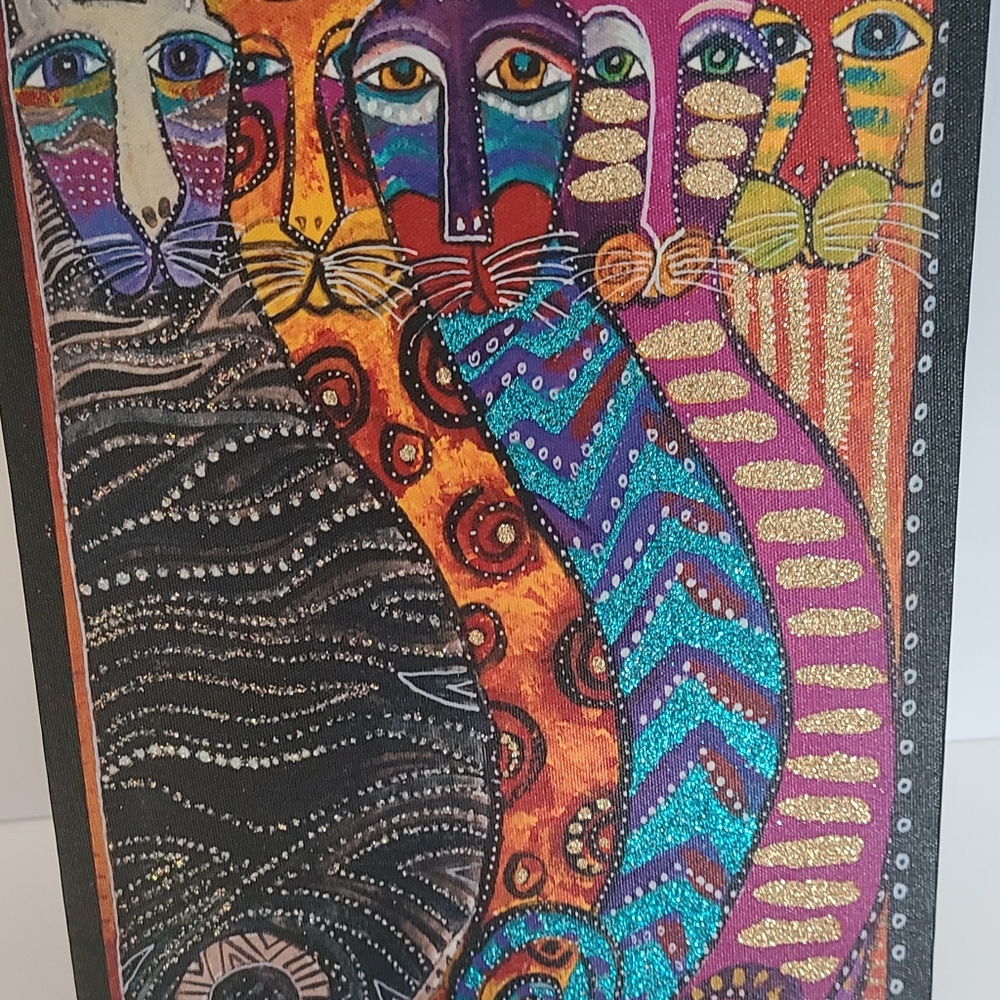 Laurel Burch Canvas Gatos Fantasticos Cat 10x15 Wall Art - Picture 2 of 9